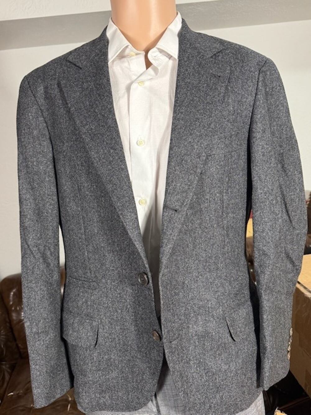 Brunello Cucinelli Birdseye Tweed Blazer Sportcoat 48IT 38R US Wool Silk
